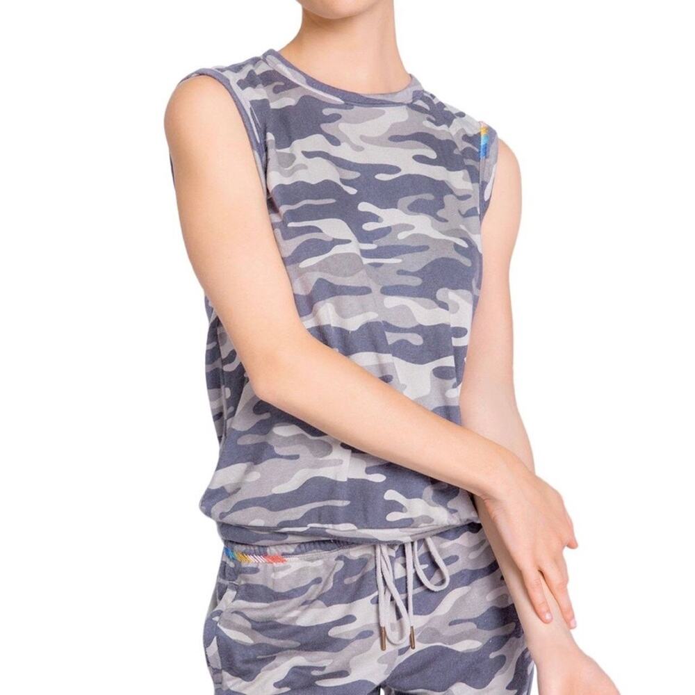 NWT P.J. Salvage Moon Grey Camo Banded Lounge Tank Top